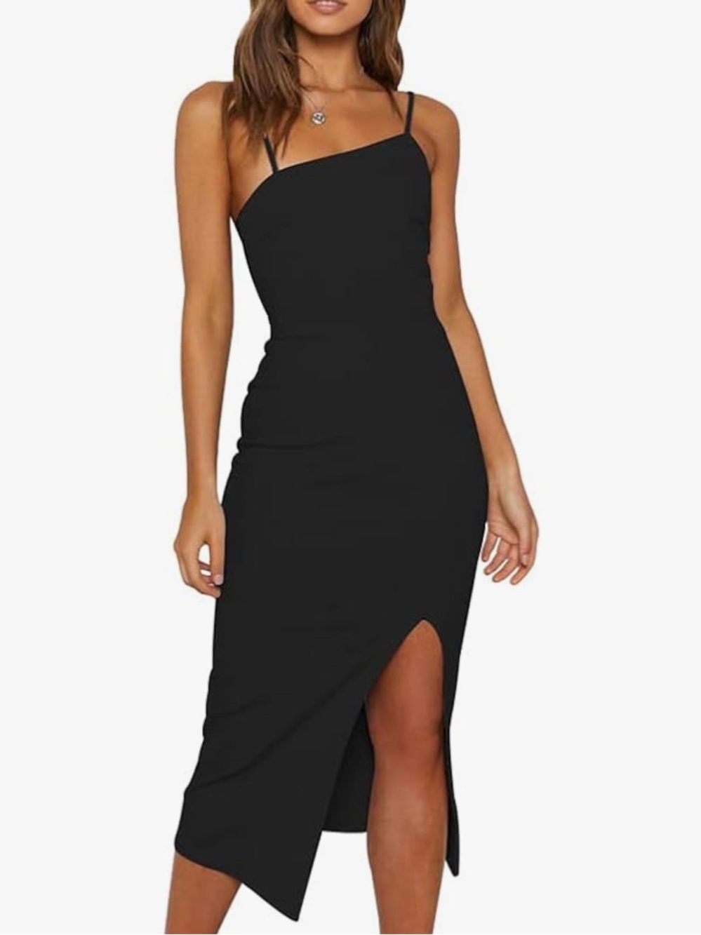Classic Black Spaghetti Strap Bodycon Dress